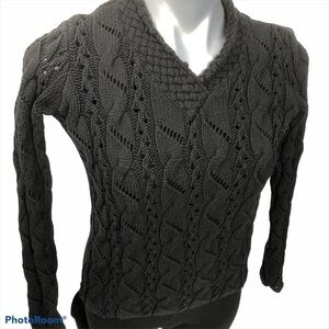 Charter Club black chunky cable knit sweater, EUC